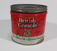 Vintage Macdonald British Consols Extra Fine Cut Cigarette Tobacco Red and White Tin No Lid - Treasure Valley Antiques & Collectibles