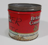 Vintage Macdonald British Consols Extra Fine Cut Cigarette Tobacco Red and White Tin No Lid - Treasure Valley Antiques & Collectibles