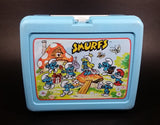 Vintage Collectible 1980s Thermos Brand Smurfs Blue Lunchbox with Yellow 8 oz Thermos - Treasure Valley Antiques & Collectibles