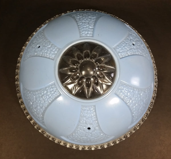 Vintage Gorgeous Clear and Light Blue Flower Highly Decorated Glass Hanging Lamp Shade - Treasure Valley Antiques & Collectibles