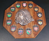 Vintage A & F Canada Native Aboriginal Chief w/ Provinces & Territories Wood Plaque Wall Hanging - Treasure Valley Antiques & Collectibles
