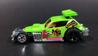 2012 Hot Wheels Demolition Derby Greased Gremlin Lime Green Die Cast Toy Car Vehicle - Treasure Valley Antiques & Collectibles