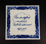 Vintage Delft Blue Holland "From The Arrogant and Foolish The Lawyer Becomes Rich" Ceramic Tile Trivet - Treasure Valley Antiques & Collectibles