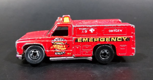 1986 Hot Wheels Workhorses Rescue Ranger Red Fire Truck Die Cast Toy Car Vehicle - Yellow lights - Treasure Valley Antiques & Collectibles