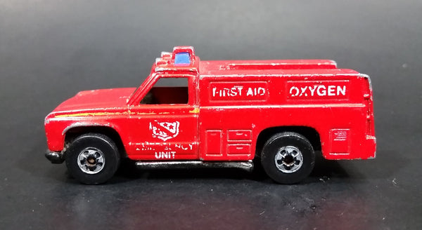 1982 Hot Wheels Flying Colors Rescue Ranger Red Fire Truck Die Cast Toy Car Vehicle - BW - Blue Lights - Treasure Valley Antiques & Collectibles