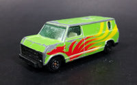 Vintage Yatming Ford Econoline E-150 Van Green w/ Red and Yellow Graphics Die Cast Toy Car Vehicle - Treasure Valley Antiques & Collectibles