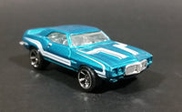 2010 Hot Wheels Muscle Mania 1969 Pontiac Firebird T/A Metalflake Aqua Blue Die Cast Toy Car Vehicle - Treasure Valley Antiques & Collectibles