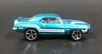 2010 Hot Wheels Muscle Mania 1969 Pontiac Firebird T/A Metalflake Aqua Blue Die Cast Toy Car Vehicle - Treasure Valley Antiques & Collectibles