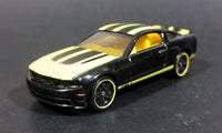 2010 Hot Wheels Garage Ford Mustang GT Black w/ Yellow Stripes Die Cast Toy Car Vehicle - Treasure Valley Antiques & Collectibles