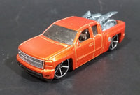 2007 Hot Wheels New Models Chevy Silverado Truck Orange Die Cast Toy Car Vehicle - Treasure Valley Antiques & Collectibles