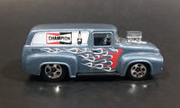 2010 Hot Wheels 1956 Ford Truck Champion Spark Plugs Grey Die Cast Toy Car Hot Rod Vehicle