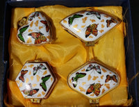 Set of Butterfly Ceramic with Gold Trim Hinged Trinket Jewelry Boxes in Box - Heart, Clam, Hexagon, Diamond - Treasure Valley Antiques & Collectibles