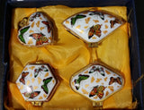 Set of Butterfly Ceramic with Gold Trim Hinged Trinket Jewelry Boxes in Box - Heart, Clam, Hexagon, Diamond - Treasure Valley Antiques & Collectibles