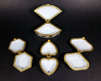 Set of Butterfly Ceramic with Gold Trim Hinged Trinket Jewelry Boxes in Box - Heart, Clam, Hexagon, Diamond - Treasure Valley Antiques & Collectibles