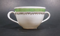 Imperial Crown China Austria Double Handle Tea Cup With Green and Golden Trim - Treasure Valley Antiques & Collectibles