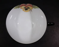 Antique Unmarked Black Trim Yellow Pansy Tea Cup & Saucer - Treasure Valley Antiques & Collectibles