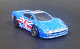 2003 Hot Wheels Flag Flyers British Jaguar XJ220 Blue Die Cast Toy Car Vehicle - Treasure Valley Antiques & Collectibles