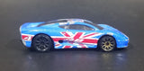 2003 Hot Wheels Flag Flyers British Jaguar XJ220 Blue Die Cast Toy Car Vehicle - Treasure Valley Antiques & Collectibles