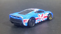 2003 Hot Wheels Flag Flyers British Jaguar XJ220 Blue Die Cast Toy Car Vehicle - Treasure Valley Antiques & Collectibles