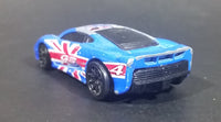 2003 Hot Wheels Flag Flyers British Jaguar XJ220 Blue Die Cast Toy Car Vehicle - Treasure Valley Antiques & Collectibles