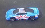 2003 Hot Wheels Flag Flyers British Jaguar XJ220 Blue Die Cast Toy Car Vehicle - Treasure Valley Antiques & Collectibles