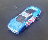 2003 Hot Wheels Flag Flyers British Jaguar XJ220 Blue Die Cast Toy Car Vehicle - Treasure Valley Antiques & Collectibles