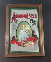 Vintage Anheuser Busch Original Budweiser 13" x 9" Wood Framed Advertising Mirror - Pub, Lounge, Man Cave Collectible - Treasure Valley Antiques & Collectibles