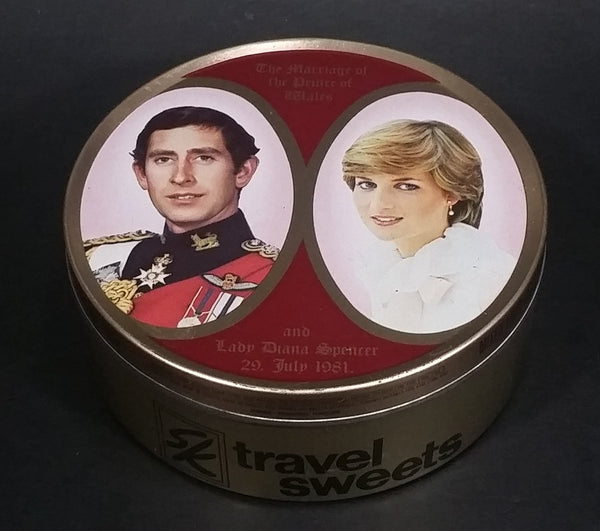 Vintage 1981 SK Travel Sweets The Marriage of the Prince of Wales and Lady Diana Spencer Collectible Tin - Treasure Valley Antiques & Collectibles