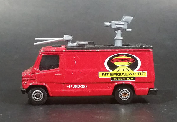 1999 Matchbox Intergalactic Research TV News Truck Van Red Die Cast Toy Car Vehicle - Treasure Valley Antiques & Collectibles