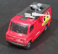 1999 Matchbox Intergalactic Research TV News Truck Van Red Die Cast Toy Car Vehicle - Treasure Valley Antiques & Collectibles