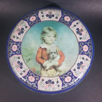 Vintage 1950s Peek Frean's Biscuits Tin with Portrait of French Boy Holding Dog by C. Bremont - Treasure Valley Antiques & Collectibles