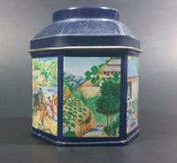 1984 Earl Grey Tea Crabtree & Evelyn London Hexagon Shaped Blue Tea Tin Collectible - Treasure Valley Antiques & Collectibles