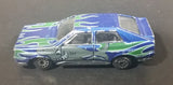 1980s Zee Toys Dyna Wheels Audi Quattro Blue & Green w/ Grey Shark Car No. D87 Die Cast Toy Vehicle - 1/64 Scale - Treasure Valley Antiques & Collectibles