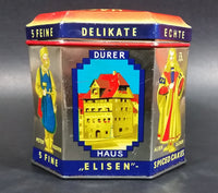 Vintage Haeberlein Metzger Nunnberg 5 Fine "Elisen" Spiced Cakes Empty Sweets Tin - Made in Germany - Treasure Valley Antiques & Collectibles