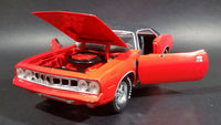 2005 Johnny Lightning 1971 Plymouth Barracuda 340 Four-Barrel Orange 1/18 Scale Die Cast Toy Model Muscle Car Vehicle - Treasure Valley Antiques & Collectibles