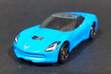 2014 Hot Wheels Workshop Garage '14 Corvette Stingray Sky Blue Die Cast Toy Car Vehicle - Treasure Valley Antiques & Collectibles