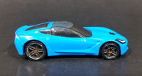 2014 Hot Wheels Workshop Garage '14 Corvette Stingray Sky Blue Die Cast Toy Car Vehicle - Treasure Valley Antiques & Collectibles