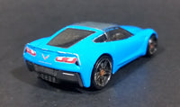 2014 Hot Wheels Workshop Garage '14 Corvette Stingray Sky Blue Die Cast Toy Car Vehicle - Treasure Valley Antiques & Collectibles