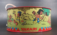 Vintage 1984 LBZ German Made Yakari Comic Book Series Red Tin Drum Toy - Treasure Valley Antiques & Collectibles