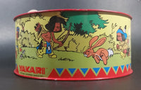 Vintage 1984 LBZ German Made Yakari Comic Book Series Red Tin Drum Toy - Treasure Valley Antiques & Collectibles