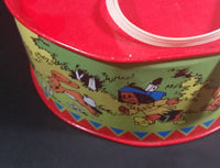 Vintage 1984 LBZ German Made Yakari Comic Book Series Red Tin Drum Toy - Treasure Valley Antiques & Collectibles