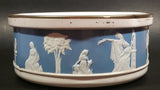 Vintage Round Light Blue and White Cameo Embossed Angels and Babies Tin Storage Container - Treasure Valley Antiques & Collectibles