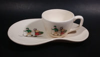 Vintage Niderviller Skiing Chalet Boy and Girl on Skis Ceramic Pottery Mug Tea and Toast Cup & Saucer Set - Treasure Valley Antiques & Collectibles