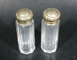 Vintage Glass Small Thin Silver Lidded Salt And Pepper Shakers - Treasure Valley Antiques & Collectibles