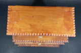 Vintage 3 Drawer Tiered Carved Notch Wooden w/ Green Felt Lining Footed Jewelry Trinket Box - Treasure Valley Antiques & Collectibles