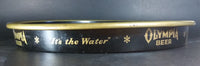 Vintage Olympia Beer "It's The Water" Round Dark Blue Waterfall Tumwater Beverage Good Luck Serving Tray - Treasure Valley Antiques & Collectibles