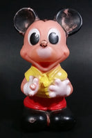 Vintage Walt Disney Productions Mickey Mouse Cartoon Character Yellow and Red 5" Rubber Toy - Treasure Valley Antiques & Collectibles