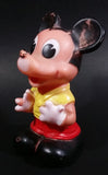 Vintage Walt Disney Productions Mickey Mouse Cartoon Character Yellow and Red 5" Rubber Toy - Treasure Valley Antiques & Collectibles