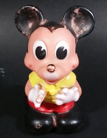 Vintage Walt Disney Productions Mickey Mouse Cartoon Character Yellow and Red 5" Rubber Toy - Treasure Valley Antiques & Collectibles