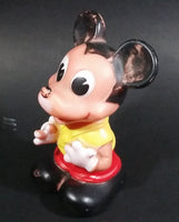 Vintage Walt Disney Productions Mickey Mouse Cartoon Character Yellow and Red 5" Rubber Toy - Treasure Valley Antiques & Collectibles